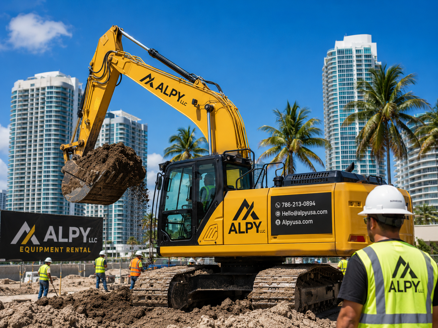 ALPY excavator working on a Miami job site